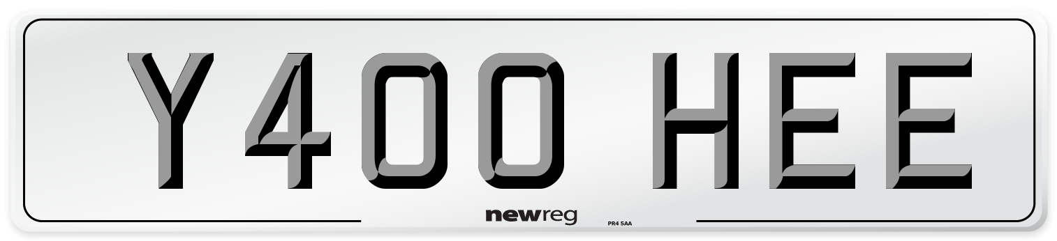 Y400 HEE Number Plate from New Reg